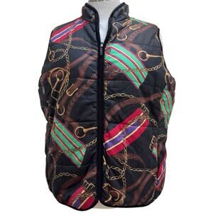 Lauren Ralph Lauren Equestrian Vest Women's 2X Reversible Quilted Navy Blue